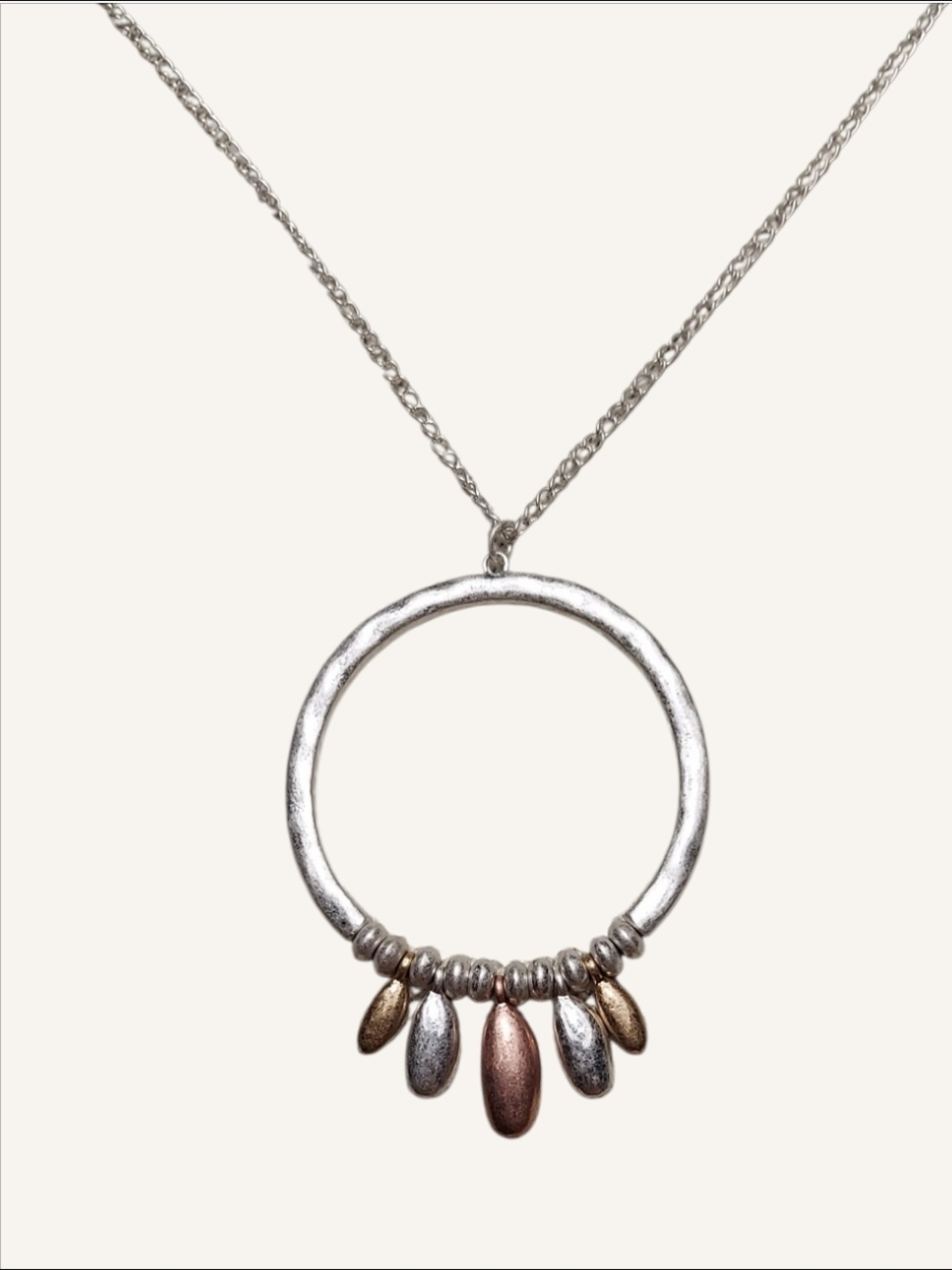 NWT Nadine West Tri-Tone Circle Pendant Necklace - Women Jewelry 30"